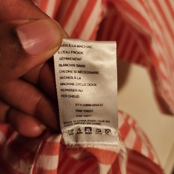Isabella Sinclair Wellesley Striped Top XS Red White Anthropologie - Picture 9 of 9
